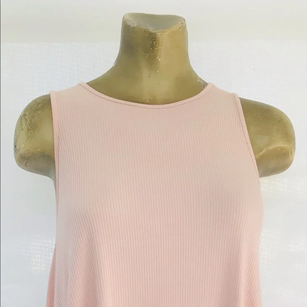 CHAMPAGNE Stretch Ribbed Knit SWING DRESS Medium - Picture 2 of 9